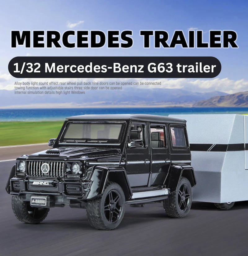 Mercedes-benz G63 Pick-up Trailer Scale Model Diecast Metalcar - All Size
