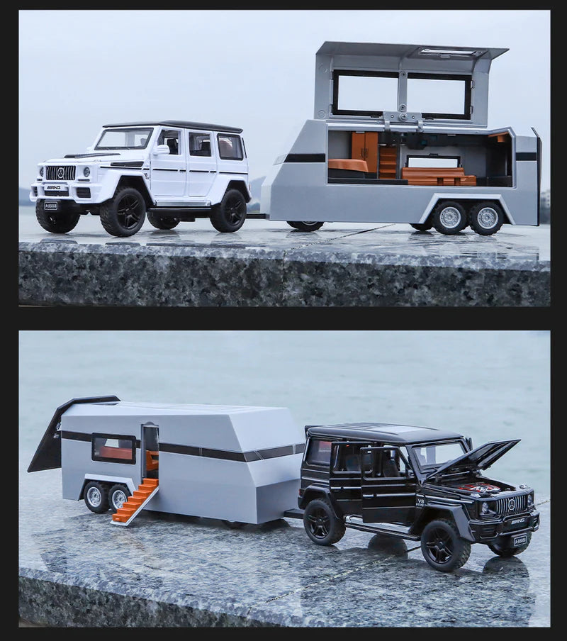 Mercedes-benz G63 Pick-up Trailer Scale Model Diecast Metalcar - All Size
