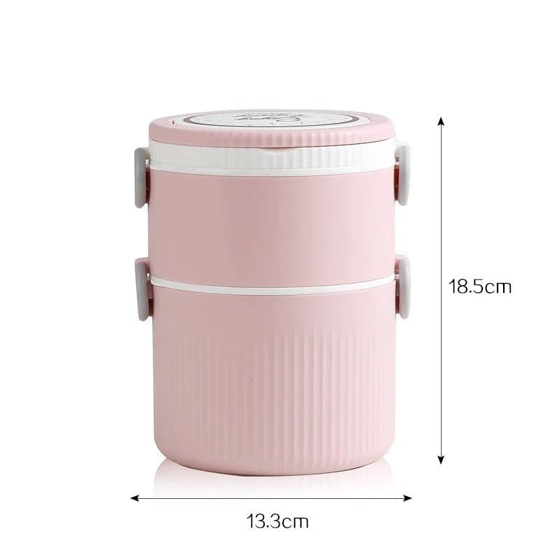 Round Large 2 Layers Lunch Meal Box Adult Lunchbox Container