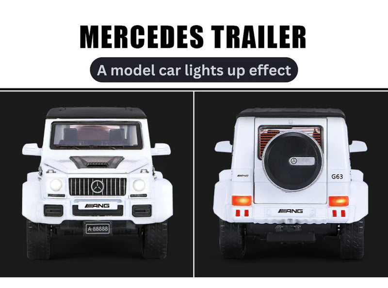 Mercedes-benz G63 Pick-up Trailer Scale Model Diecast Metalcar - All Size