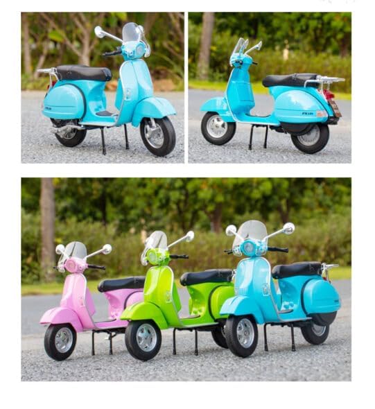 BEAUTY HUB VESPA 125 MOTORCYCLE MODEL, ALLOY MATERIAL, SIMULATED RETRO MOTORCYCLE, LITTLE SHEEP SCOOTER, BOXED COLLECTION DISPLAY (COLOR : MULTI)