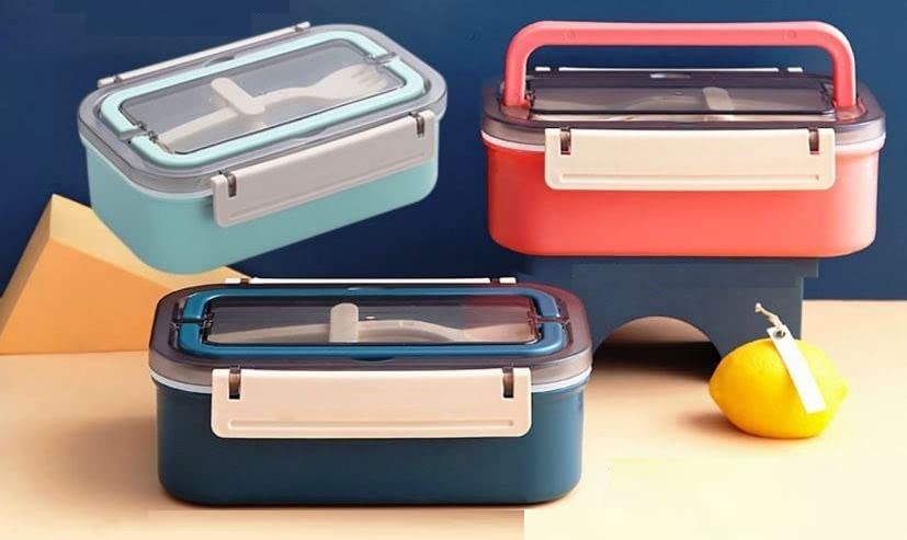 Thermoware Lunch Box with Stainless Steel Inner Case Fork & Spoon 650 ml