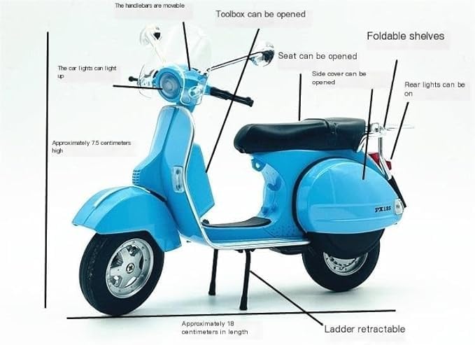 BEAUTY HUB VESPA 125 MOTORCYCLE MODEL, ALLOY MATERIAL, SIMULATED RETRO MOTORCYCLE, LITTLE SHEEP SCOOTER, BOXED COLLECTION DISPLAY (COLOR : MULTI)