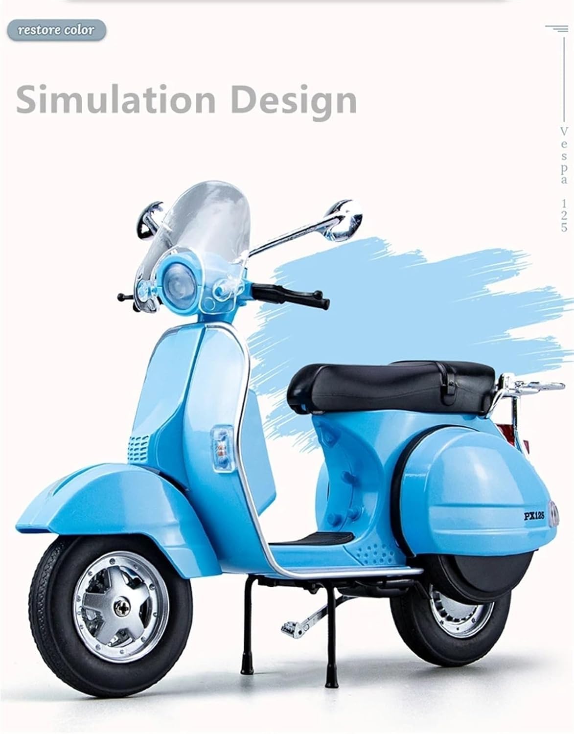 BEAUTY HUB VESPA 125 MOTORCYCLE MODEL, ALLOY MATERIAL, SIMULATED RETRO MOTORCYCLE, LITTLE SHEEP SCOOTER, BOXED COLLECTION DISPLAY (COLOR : MULTI)