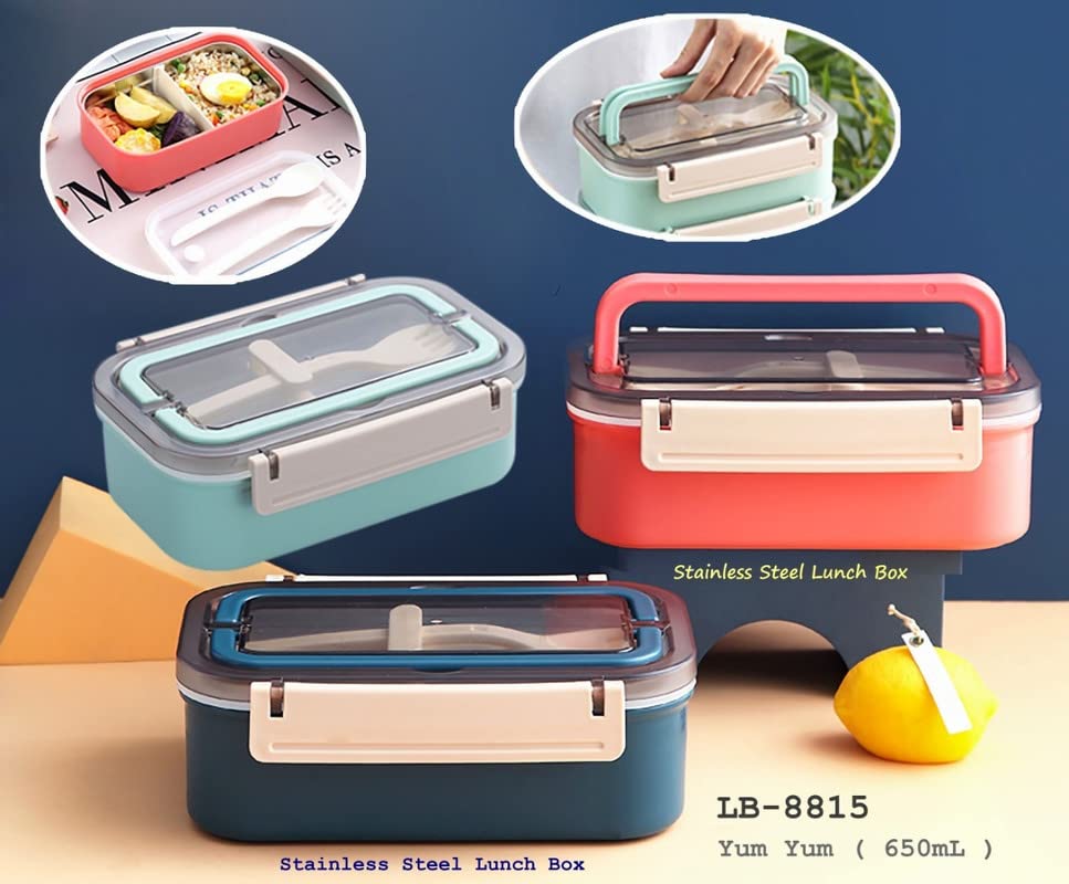 Thermoware Lunch Box with Stainless Steel Inner Case Fork & Spoon 650 ml