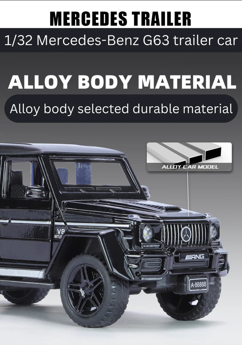 Mercedes-benz G63 Pick-up Trailer Scale Model Diecast Metalcar - All Size