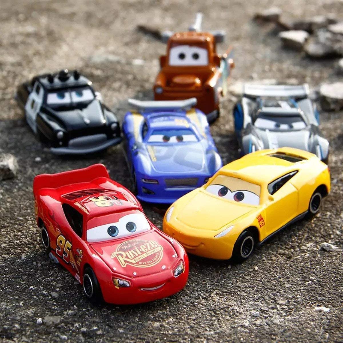 Cars Push and Go Play Set - Unbreakable Matel Mini Pull Back Movie Vehicles Racing Cars for Kids, Suitable for Outdoor, Indoor for Toddlers(Pack of 6)