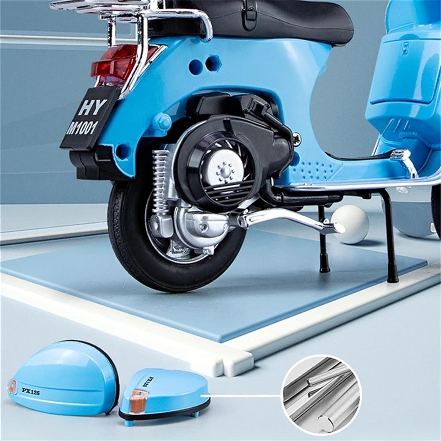 BEAUTY HUB VESPA 125 MOTORCYCLE MODEL, ALLOY MATERIAL, SIMULATED RETRO MOTORCYCLE, LITTLE SHEEP SCOOTER, BOXED COLLECTION DISPLAY (COLOR : MULTI)