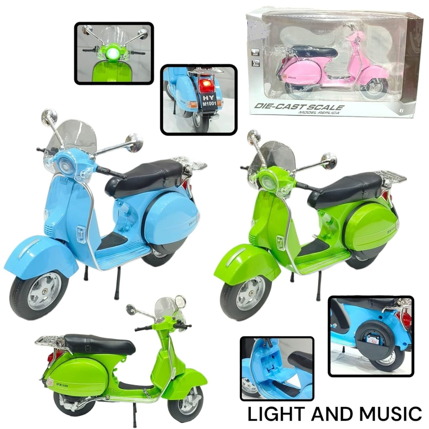 BEAUTY HUB VESPA 125 MOTORCYCLE MODEL, ALLOY MATERIAL, SIMULATED RETRO MOTORCYCLE, LITTLE SHEEP SCOOTER, BOXED COLLECTION DISPLAY (COLOR : MULTI)