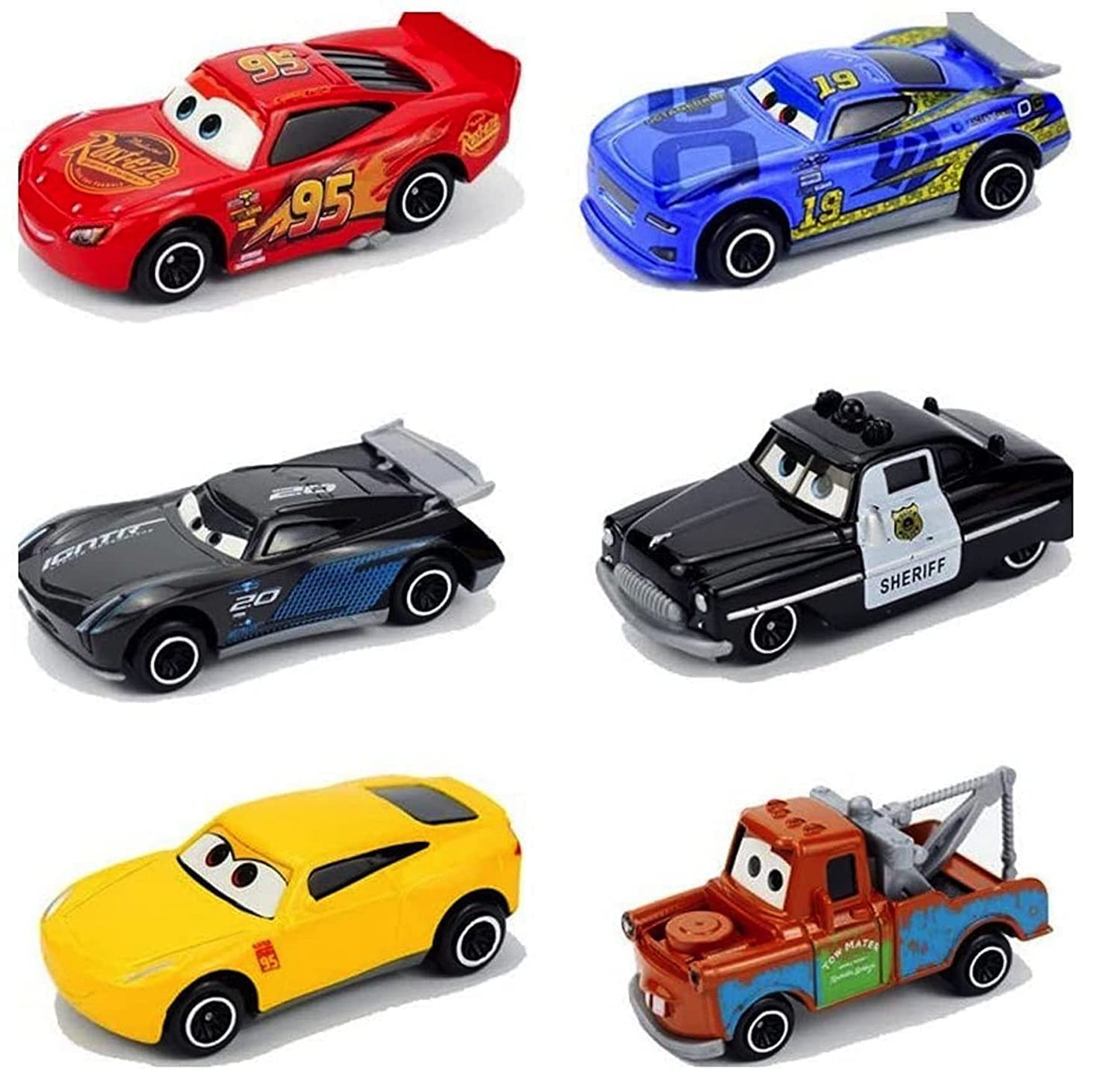 Cars Push and Go Play Set - Unbreakable Matel Mini Pull Back Movie Vehicles Racing Cars for Kids, Suitable for Outdoor, Indoor for Toddlers(Pack of 6)