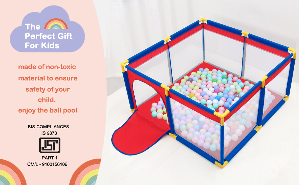 Premium Jumbo Size Ball Pool For Kids Indoor And Outdoor, Multicolor(Balls Not Included) (101Cm X 101Cm X 64Cm)