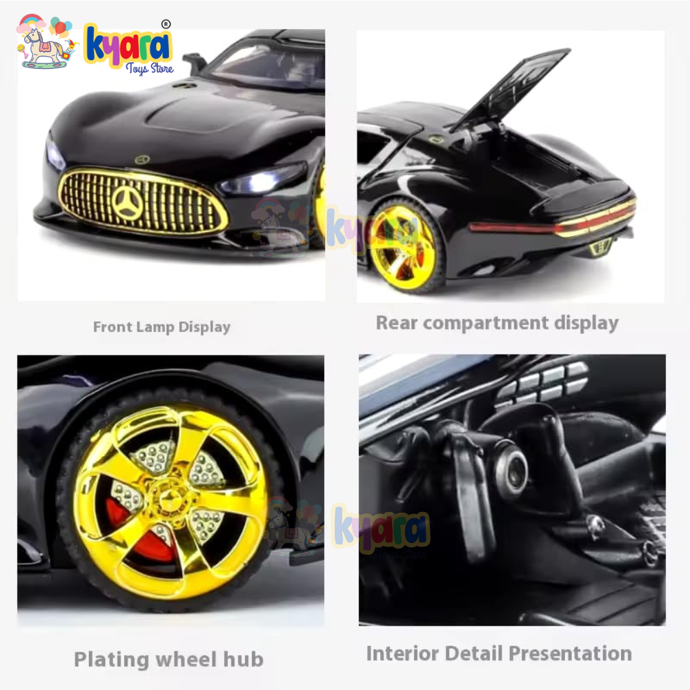 1:32 Scale Mercedes Vision AMG GT Future Model Car - Exclusive Alloy Metal Pullback Toy with Openable Doors, Lights, and Music for Kids