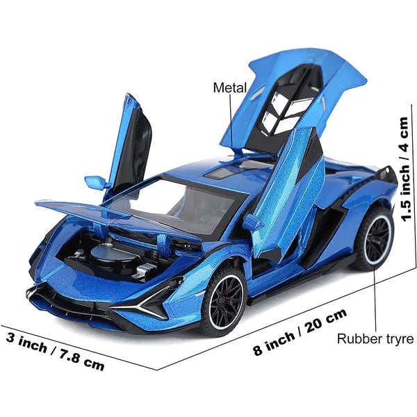 1:24 Metal Car Lamborghini Sian Die Cast Alloy Light & Sound MultiColor (MultiColor, Pack Of1)