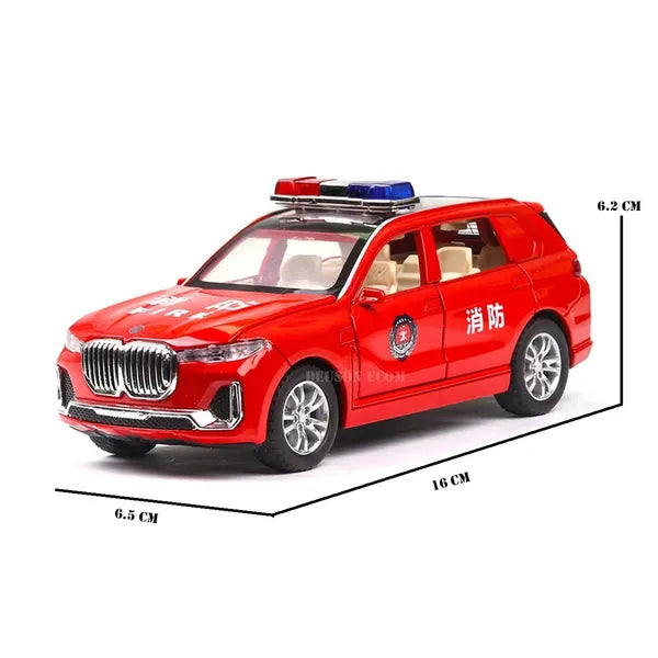 New Police Car 1:32 Metal Car Open Door Light Music Multicolor Pc 1 (White, Pack Of1)