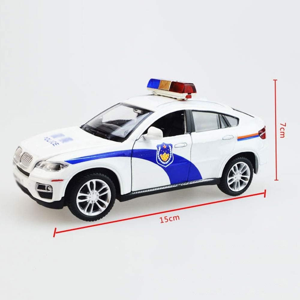 New Police Car 1:32 Metal Car Open Door Light Music Multicolor Pc 1 (White, Pack Of1)