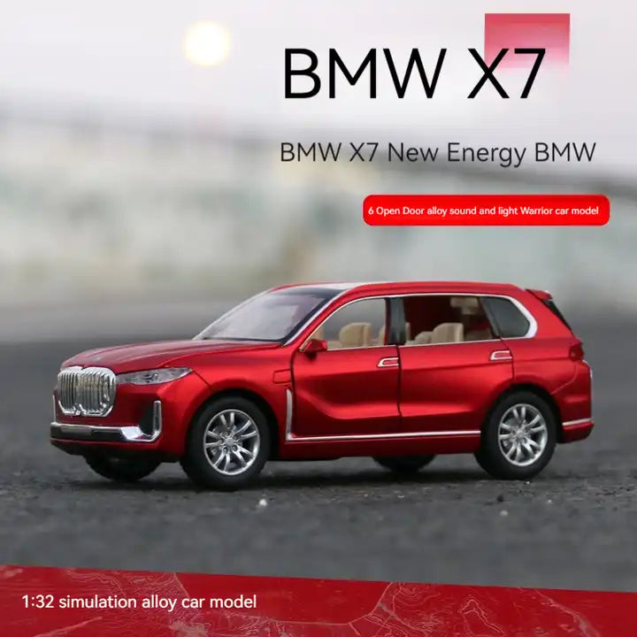 BIG SIZE BMW X7 1:24 DIECAST METAL PULLBACK TOY CAR WITH OPENABLE DOORS & LIGHT, MUSIC BOYS CAR FOR KIDS BEST TOYS GIFTS TOYS FOR KIDS [SIZE:-21CM*9.1CM*5.5CM]【 MULTICOLOR 】