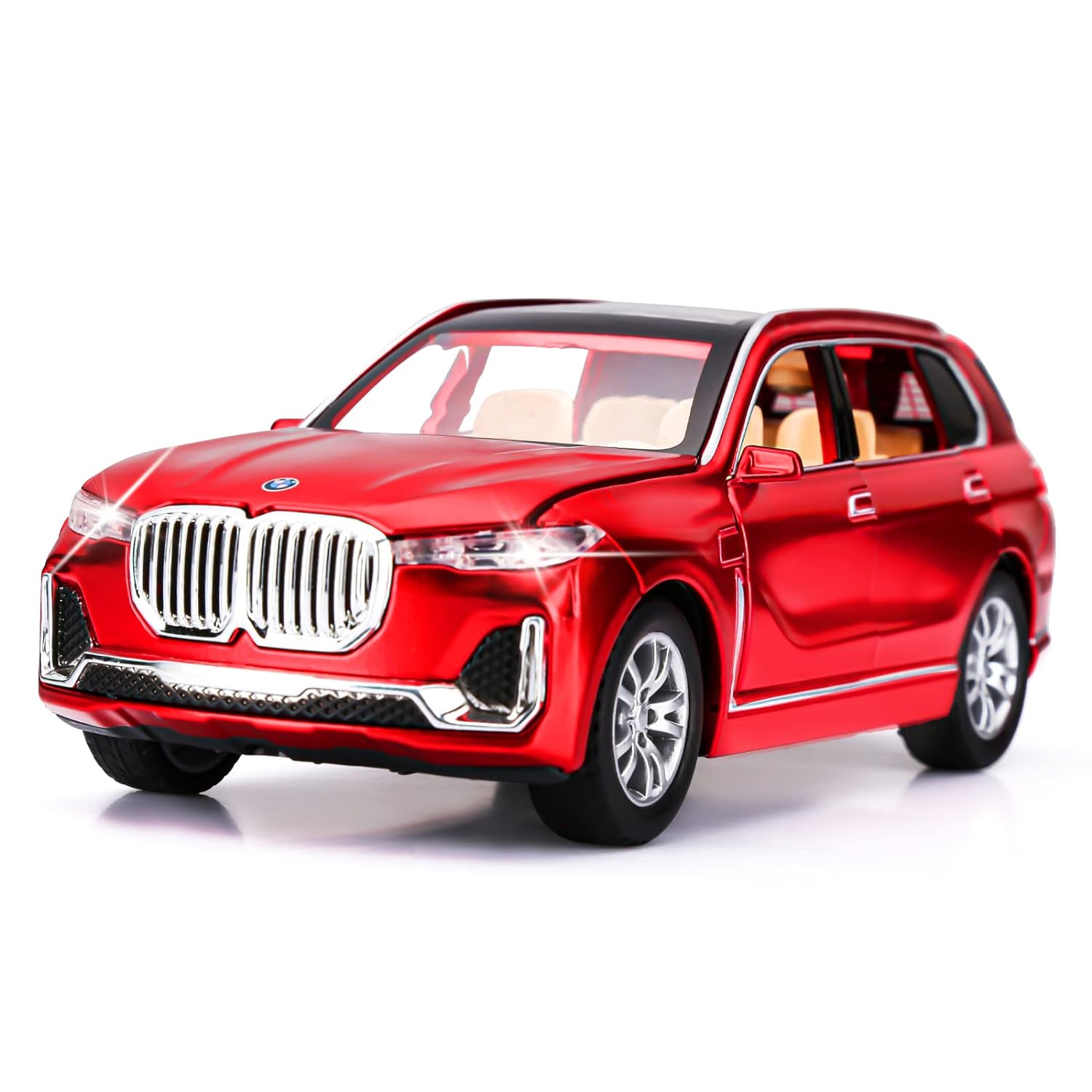 BIG SIZE BMW X7 1:24 DIECAST METAL PULLBACK TOY CAR WITH OPENABLE DOORS & LIGHT, MUSIC BOYS CAR FOR KIDS BEST TOYS GIFTS TOYS FOR KIDS [SIZE:-21CM*9.1CM*5.5CM]【 MULTICOLOR 】