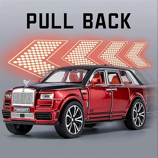 BIG SIZE ROLLS ROYCE CULLINAN MASORY 1:24 DIECAST METAL PULLBACK TOY CAR WITH OPENABLE DOORS & LIGHT, MUSIC BOYS CAR FOR KIDS BEST TOYS GIFTS TOYS FOR KIDS [SIZE:-22CM*9CM*8CM]【 MULTICOLOR】