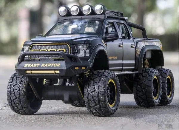 BIg Size 1:24 Scale Die-Cast Beast Raptor with Bike with Openable Doors,Music,Lights & Pull Back Action [Size:-22CM *9CM*9.5CM]