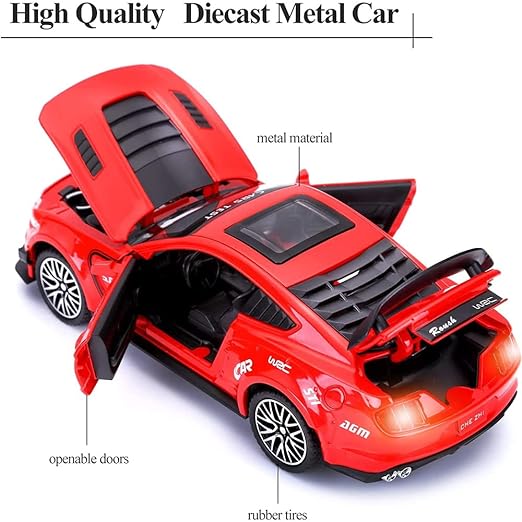 1:24 Scale Model Die Cast Metal Car Mustang Diecast 132 Alloy Metal Car with Light Sound Pullback Openable