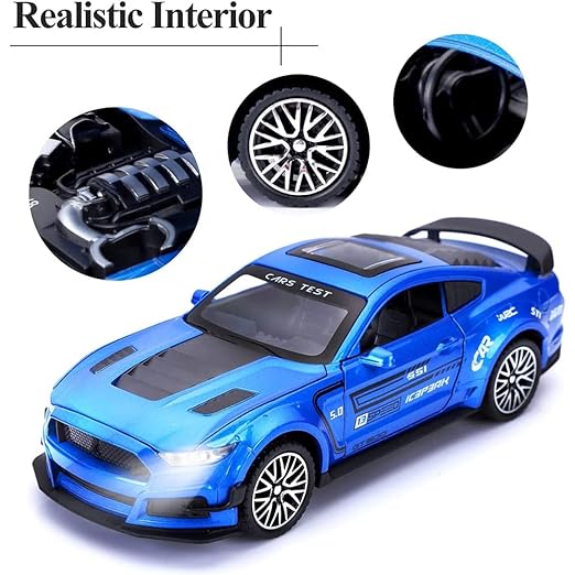 1:24 Scale Model Die Cast Metal Car Mustang Diecast 132 Alloy Metal Car with Light Sound Pullback Openable