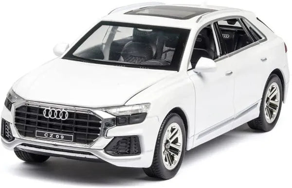 1:24  Scale Big Die-Cast Metal Car Toy Audi Q8 6 Openable Doors Light Sound Multicolo (White, Pack Of 1)