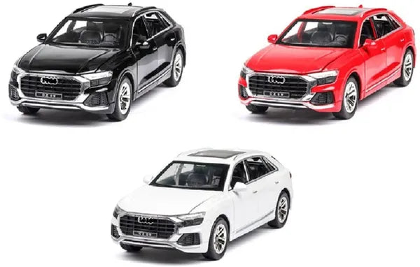 1:24  Scale Big Die-Cast Metal Car Toy Audi Q8 6 Openable Doors Light Sound Multicolo (White, Pack Of 1)