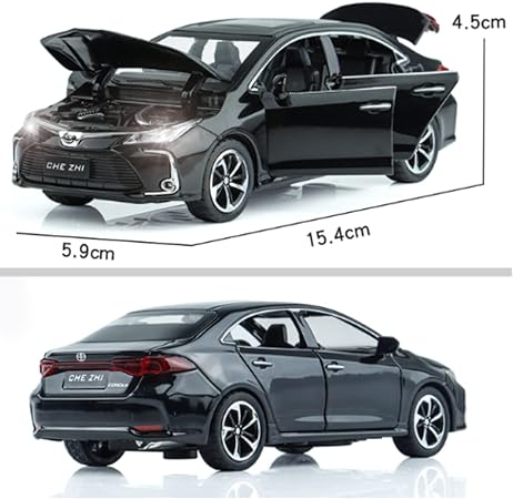 TOYOTA COROLLA 1:32 DIECAST METAL PULLBACK TOY CAR WITH OPENABLE DOORS & LIGHT, MUSIC BOYS CAR FOR KIDS BEST TOYS GIFTS TOYS FOR KIDS [SIZE:-15.4CM*5.9CM*4.5CM]【 MULTICOLOR 】