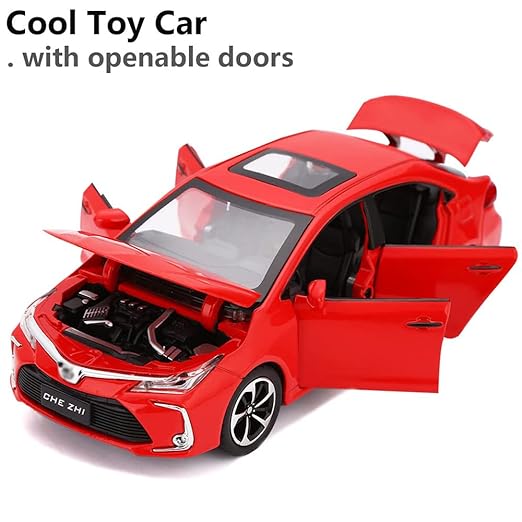 TOYOTA COROLLA 1:32 DIECAST METAL PULLBACK TOY CAR WITH OPENABLE DOORS & LIGHT, MUSIC BOYS CAR FOR KIDS BEST TOYS GIFTS TOYS FOR KIDS [SIZE:-15.4CM*5.9CM*4.5CM]【 MULTICOLOR 】