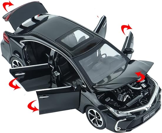 TOYOTA COROLLA 1:32 DIECAST METAL PULLBACK TOY CAR WITH OPENABLE DOORS & LIGHT, MUSIC BOYS CAR FOR KIDS BEST TOYS GIFTS TOYS FOR KIDS [SIZE:-15.4CM*5.9CM*4.5CM]【 MULTICOLOR 】