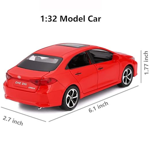 TOYOTA COROLLA 1:32 DIECAST METAL PULLBACK TOY CAR WITH OPENABLE DOORS & LIGHT, MUSIC BOYS CAR FOR KIDS BEST TOYS GIFTS TOYS FOR KIDS [SIZE:-15.4CM*5.9CM*4.5CM]【 MULTICOLOR 】