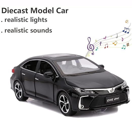 TOYOTA COROLLA 1:32 DIECAST METAL PULLBACK TOY CAR WITH OPENABLE DOORS & LIGHT, MUSIC BOYS CAR FOR KIDS BEST TOYS GIFTS TOYS FOR KIDS [SIZE:-15.4CM*5.9CM*4.5CM]【 MULTICOLOR 】