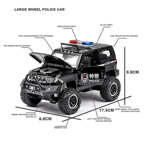 Jeep Police Scale Model Diecast Metalcar - All Size