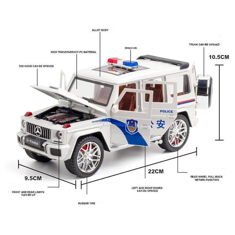 G Wagon Police Jeep  Scale Model Diecast Metalcar - All Size