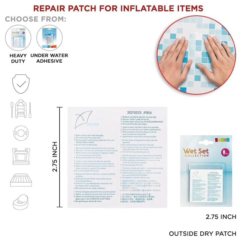 6 PIECE PVC POOL REPAIR PATCHES - ESSENTIAL SOLUTION FOR FIXING INFLATABLES AND OUTDOOR GEAR BATH TUB REPAIR PATCHES FOR SWIMMMING RING TUBE