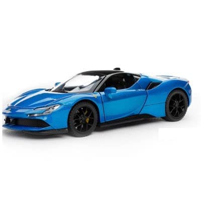 FERRARI SF90 1:32 DIECAST METAL PULLBACK TOY CAR WITH OPENABLE DOORS & LIGHT, MUSIC BOYS CAR FOR KIDS BEST TOYS GIFTS TOYS FOR KIDS [SIZE:-15.2CM*6.5CM*3.5CM]【 MULTICOLOR 】