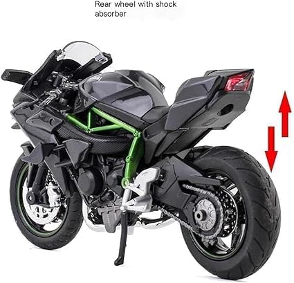 BIG MOTORCYCLE KAWASAKI NINJA H2-R 1/12 METAL TOY BIKE, PULL BACK VEHICLES SUPERBIKE WITH TAIL LIGHTS AND SOUND FOR KIDS [Size : 22Cm*12.8Cm*9Cm]