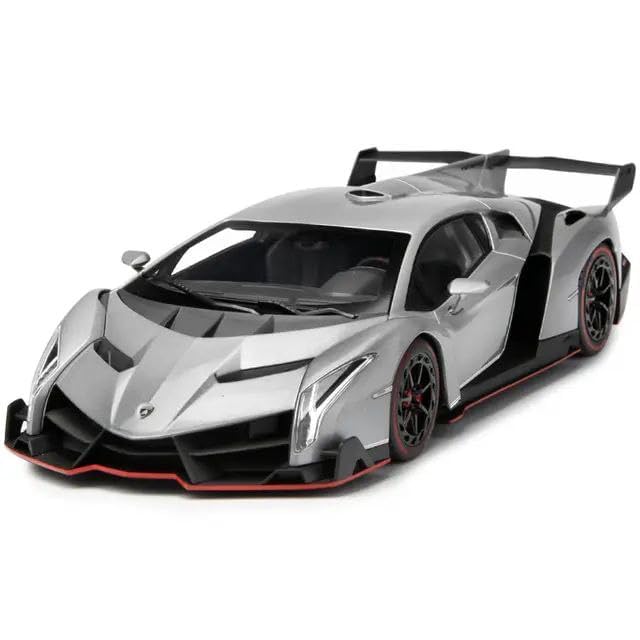 BIG SIZE LAMBORGHINI VENENO 1:24 DIECAST METAL PULLBACK TOY CAR WITH OPENABLE DOORS & LIGHT, MUSIC BOYS CAR FOR KIDS BEST TOYS GIFTS TOYS FOR KIDS [SIZE:-21CM*12CM*8.7CM]【 MULTICOLOR 】