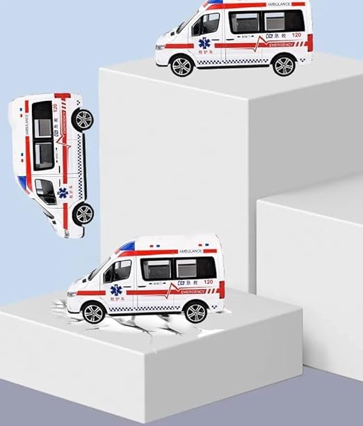 Mercedes Benz 1:24 Diecast Ambulance Van Metal Toy for Kids Friction Powered Vehicle with Lights & Sound Kids Emergency Van City Service Push n Go Vehicles (Ambulance)