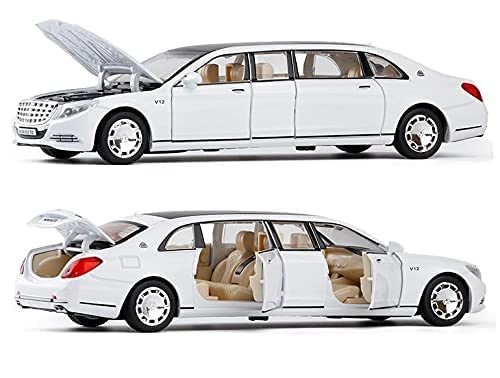 MERCEDES BENZ LONG 1:32 DIECAST METAL PULLBACK TOY CAR WITH OPENABLE DOORS & LIGHT, MUSIC BOYS CAR FOR KIDS BEST TOYS GIFTS TOYS FOR KIDS [SIZE:-21.7CM*7.4CM*5.4CM]【 MULTICOLOR 】