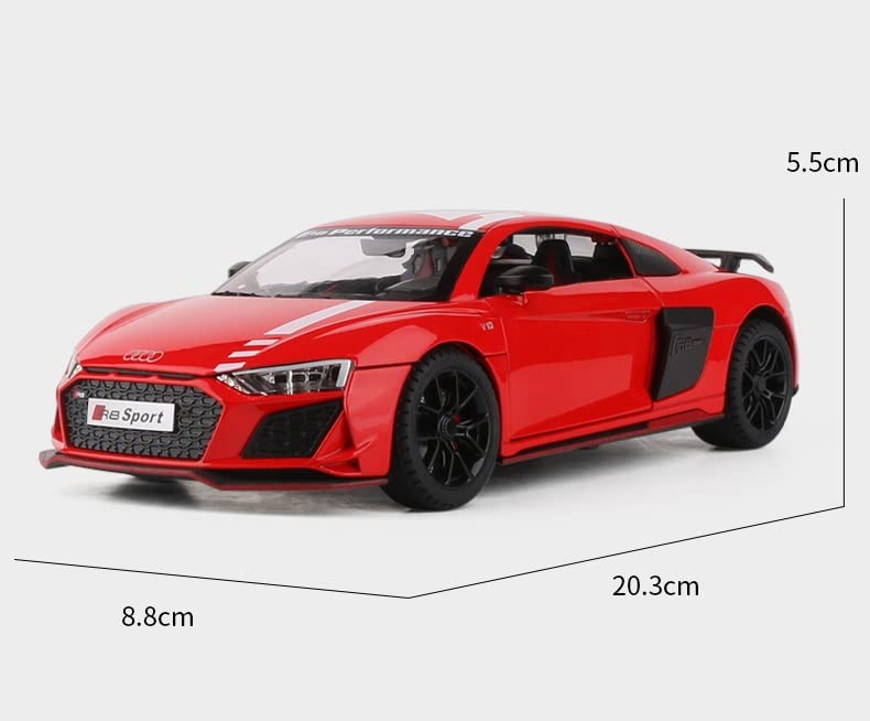 BIG SIZE AUDI R8 V10 1:24 DIECAST METAL PULLBACK TOY CAR WITH OPENABLE DOORS & LIGHT, MUSIC BOYS CAR FOR KIDS BEST TOYS GIFTS TOYS FOR KIDS [SIZE:-20CM*8.6CM*4.5CM]【 MULTICOLOR 】