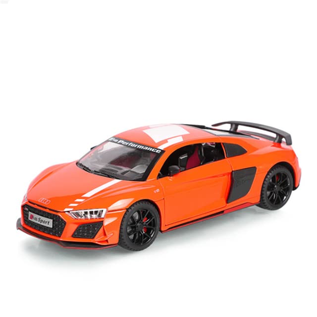 BIG SIZE AUDI R8 V10 1:24 DIECAST METAL PULLBACK TOY CAR WITH OPENABLE DOORS & LIGHT, MUSIC BOYS CAR FOR KIDS BEST TOYS GIFTS TOYS FOR KIDS [SIZE:-20CM*8.6CM*4.5CM]【 MULTICOLOR 】