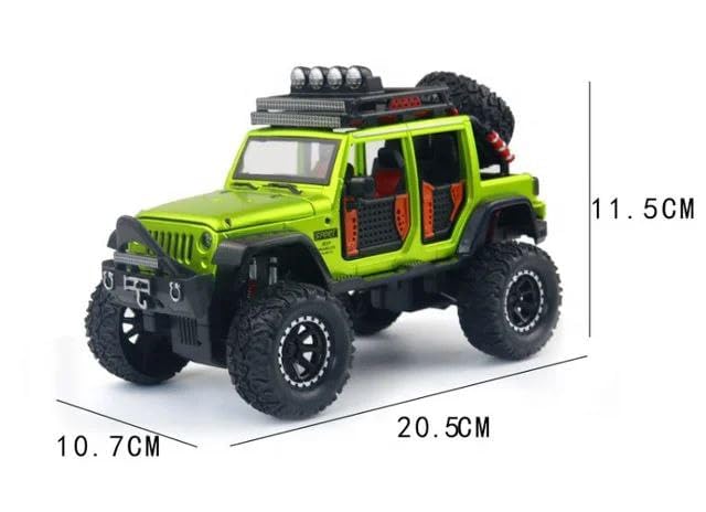 Exclusive Alloy Metal Pull Back Die-cast Car Scale Model with Sound Light Mini Auto Toy for Kids Metal Model Toy Car with Sound and Light (Wrangler Jeep - Multicolor)