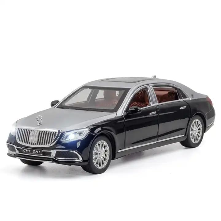 MERCEDES BENZ MAYBACH S600 1:24 DIECAST METAL PULLBACK TOY CAR WITH OPENABLE DOORS & LIGHT, MUSIC BOYS CAR FOR KIDS BEST TOYS GIFTS TOYS FOR KIDS [SIZE:-20.5CM*8CM*5.8CM]【 MULTICOLOR 】