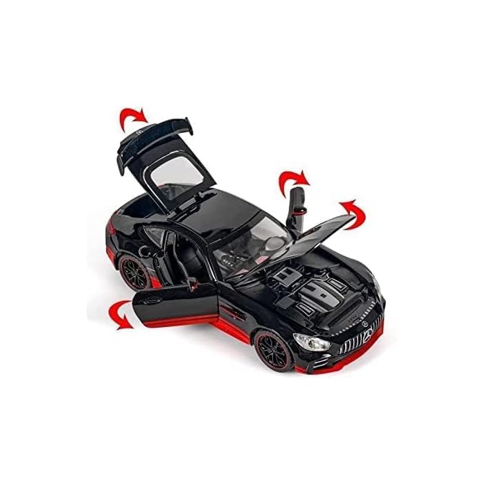 BIG SIZE MERCEDES BENZ AMG GTR 1:24 DIECAST METAL PULLBACK TOY CAR WITH OPENABLE DOORS & LIGHT, MUSIC BOYS CAR FOR KIDS BEST TOYS GIFTS TOYS FOR KIDS [SIZE:-21.5CM*8.7CM*6CM]【 MULTICOLOR 】