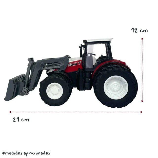 REMOTE CONTROL FARM TRACTOR FOR KIDS, REALISTIC RC TRACTOR WITH REAR LOADER AND FRONT LOADER, MULTI COLOUR  [SIZE:-21CM*12CM*7CM]