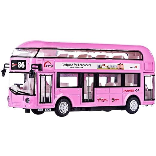 Diecast Metal Alloy London Long Bus Double Decker Bus Light & Music Open Door Collection Bus Toys for Boy Kids (Multicolor)