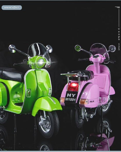 BEAUTY HUB VESPA 125 MOTORCYCLE MODEL, ALLOY MATERIAL, SIMULATED RETRO MOTORCYCLE, LITTLE SHEEP SCOOTER, BOXED COLLECTION DISPLAY (COLOR : MULTI)