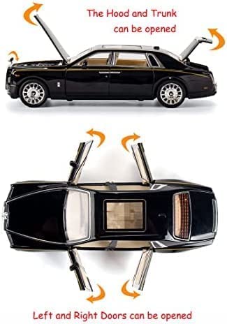 ROLLS ROYCE PHANTOM BIG SIZE 1:24 DIECAST SCALE MODEL METAL PULL BACK WITH OPENABLE DOORS & LIGHT, MUSIC TOY VEHICLE FOR KIDS [SIZE:-21 CM*9CM*8.5CM]【 MULTICOLOR 】