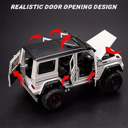 BIG SIZE MERCEDES AMG G500 4X4 1:24 DIECAST METAL PULLBACK TOY CAR WITH OPENABLE DOORS & LIGHT, MUSIC BOYS CAR FOR KIDS BEST TOYS GIFTS TOYS FOR KIDS [SIZE:-21CM*11CM*10.5CM]【 MULTICOLOR 】